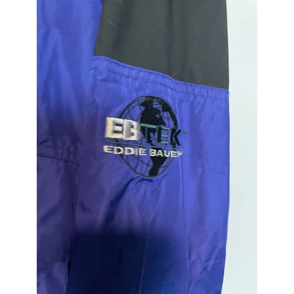 Eddie Bauer Ebtek Jacket Mens Small Blue Black Anorak Windbreaker Outdoor Zip Up